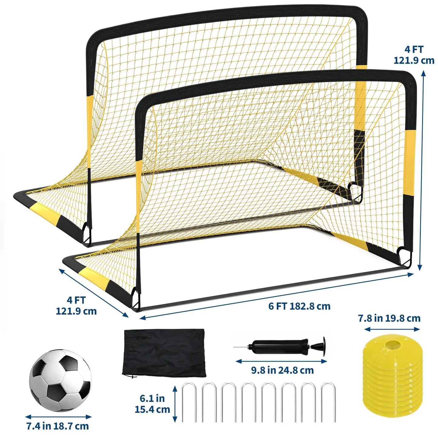 HiMISS Pop Up Soccer Goals Set 2 Pack Backyard Training Equipment
