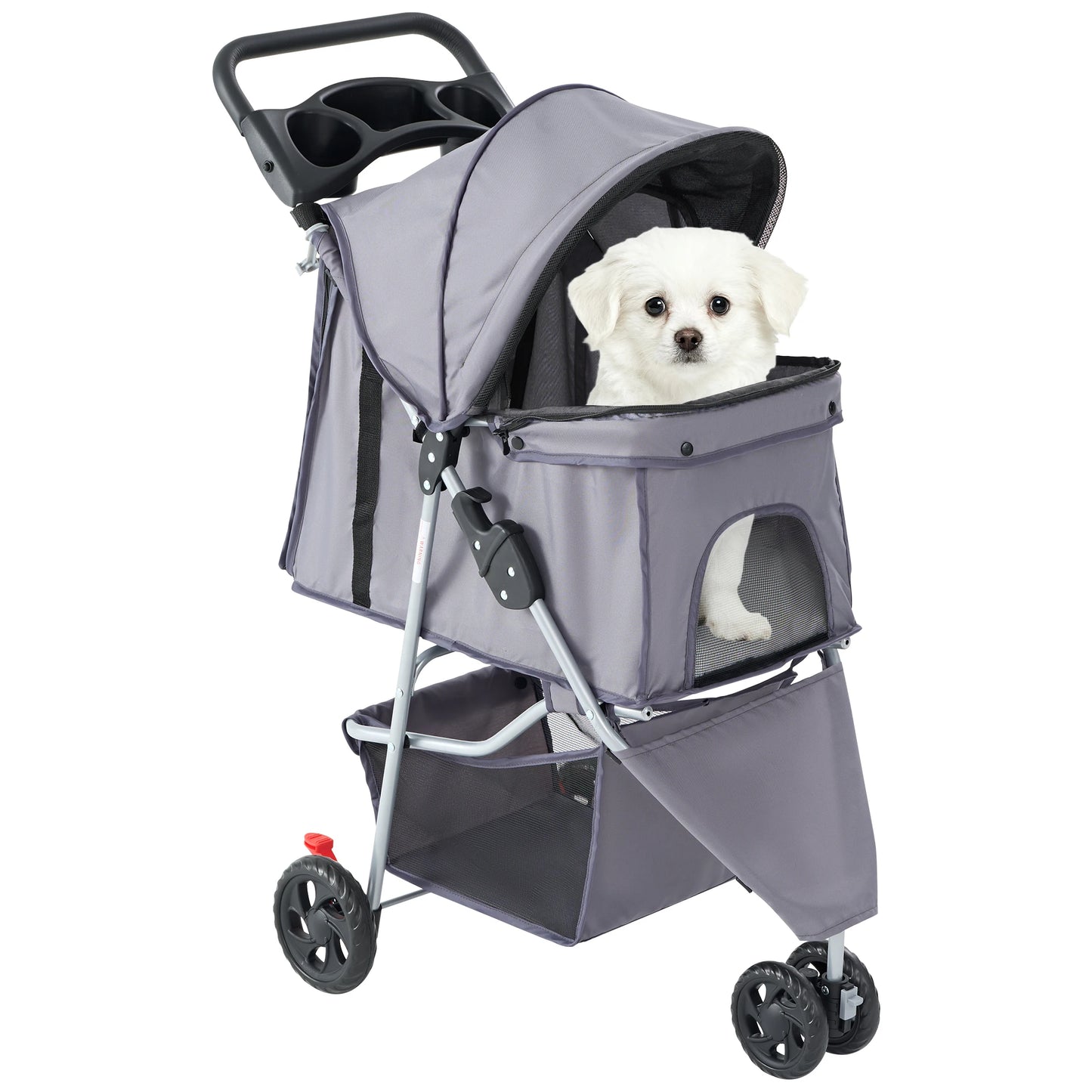 3 Wheel Foldable Pet Stroller For Small Dogs And Cats With Mesh Window