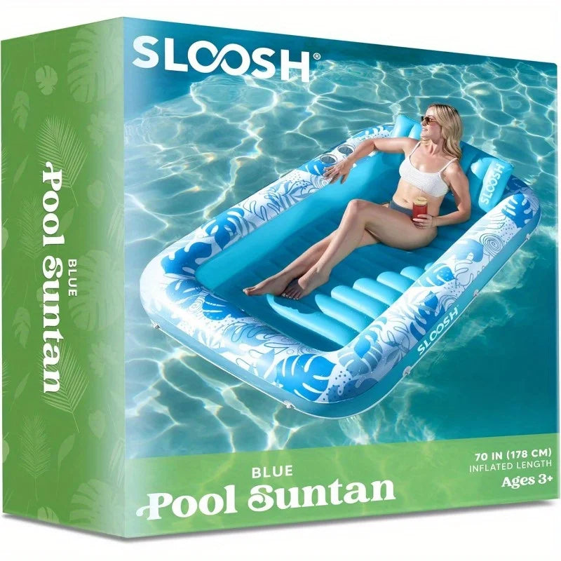 Joyfy 4 In 1 Suntan Pool Float With Pillow And Drink Holders