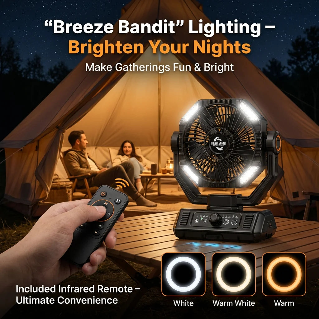 ColdSky 20000mAh Battery Camping Fan With LED Lantern 8 Speed