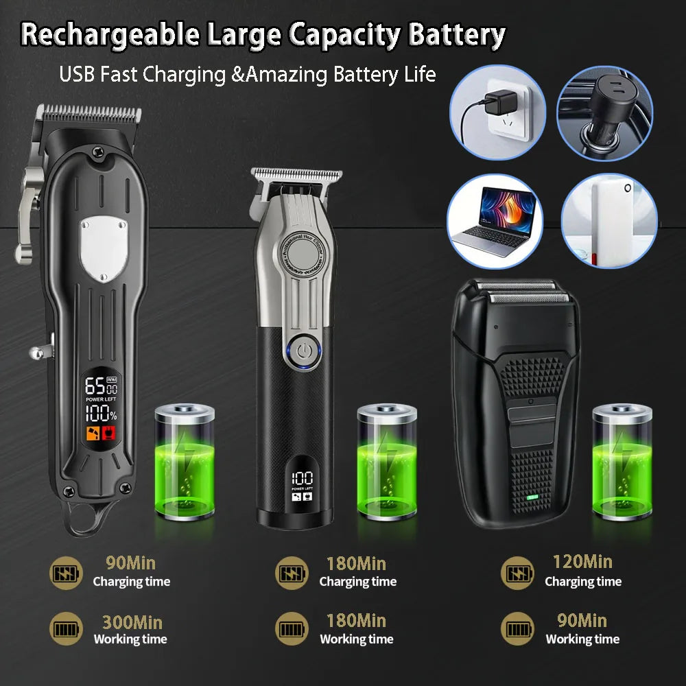 SHUYU Cordless Hair Clipper Kit With LED Display And Trimmer