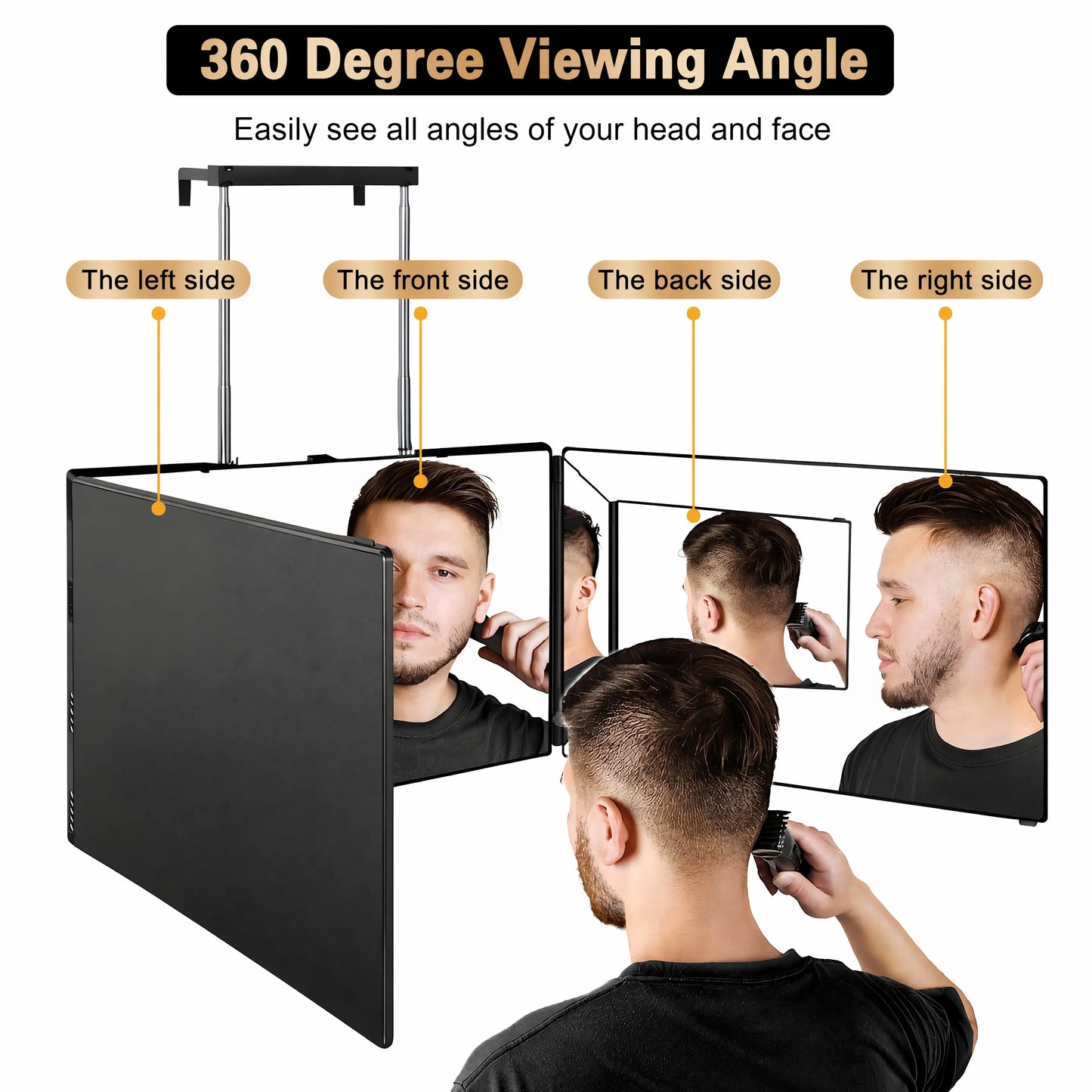 360 Degree Trifold Barber Mirror For Self Haircut