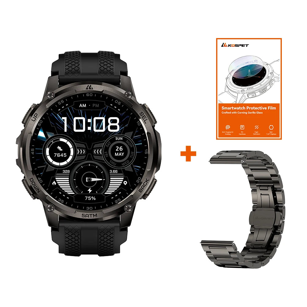KOSPET Tank T4C Smartwatch Outdoor Rugged GPS Waterproof Fitness Tracker