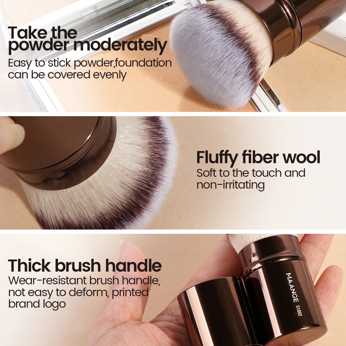 MAANGE Retractable Blush And Kabuki Foundation Brush