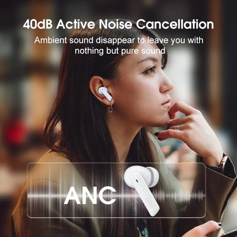 QCY HT05 ANC Wireless Bluetooth Earbuds 40dB Noise Cancelling