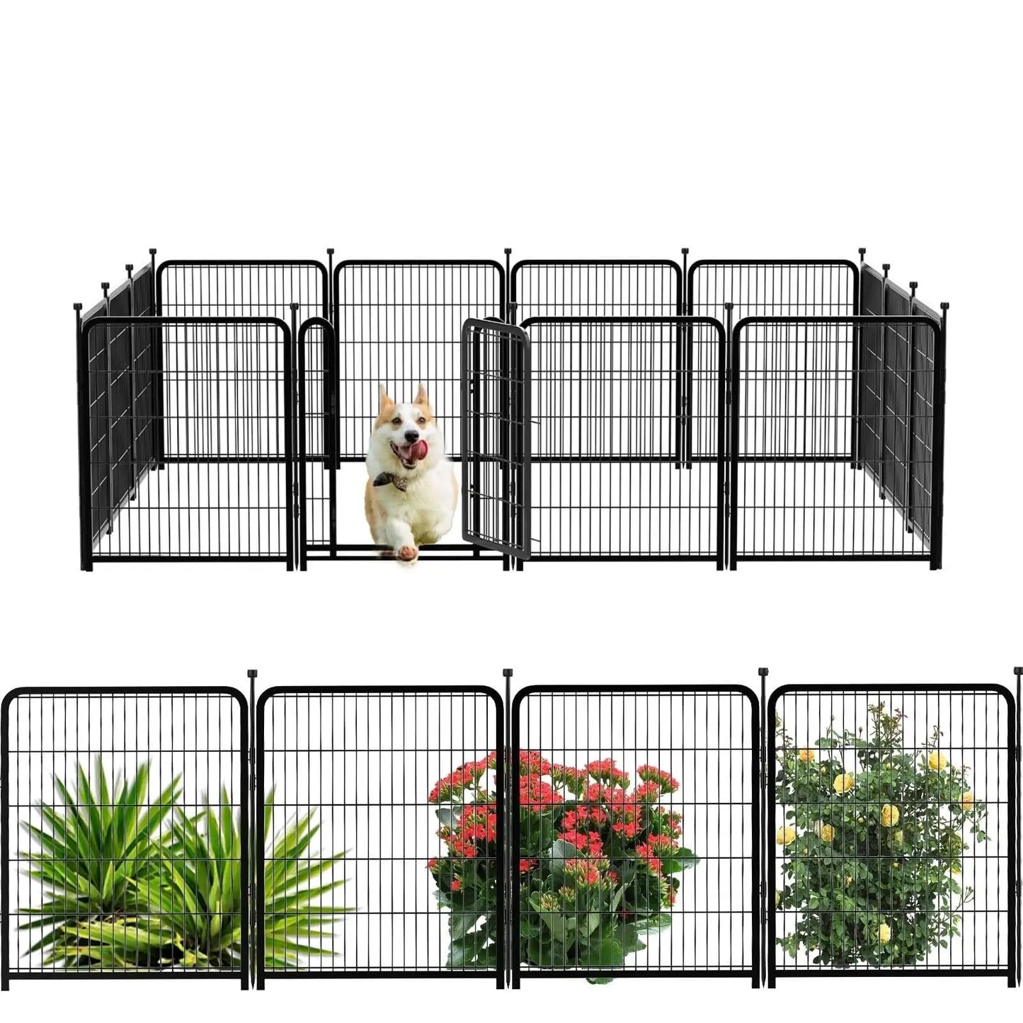 Studyset Rustproof Metal Dog Fence For Indoor Outdoor Pet Exercise Pen
