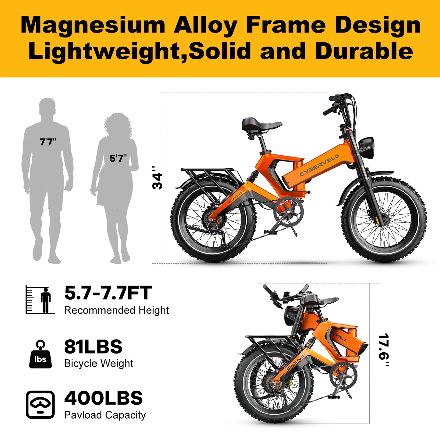CYBERVELO Foldable Fat Tire Electric Bike 2000W EK6