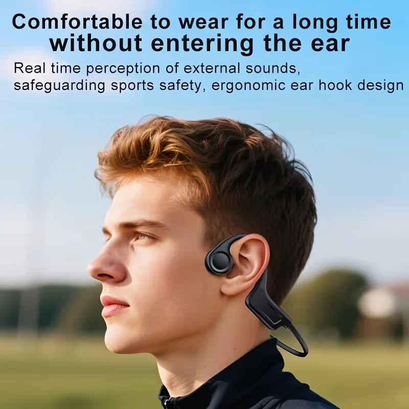 Open Ear Bone Conduction Wireless Headphones With Built In Mic