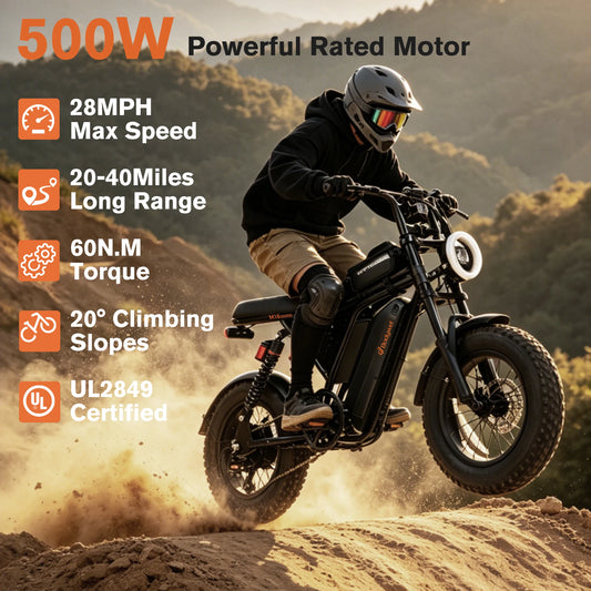 Bodywel M16 Pro Fat Tire Electric Bike With Removable Battery 40 Mile Range