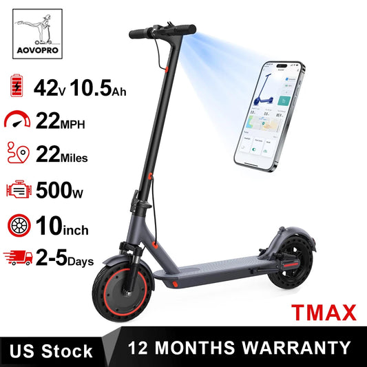 AOVOPRO TMAX Electric Scooter 500W 22MPH Folding Smart App