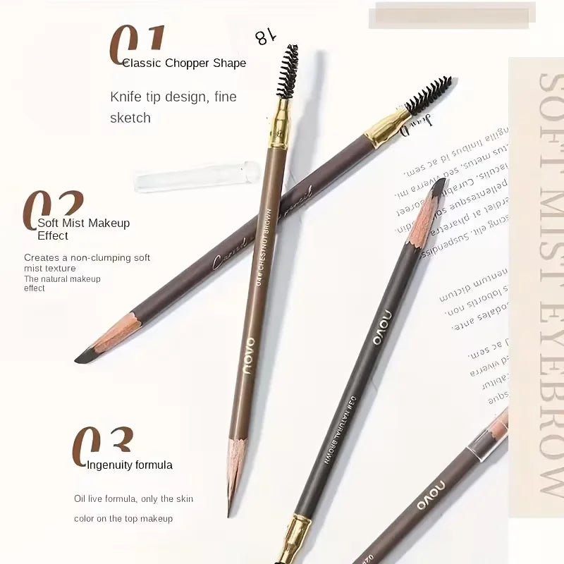 Waterproof Eyebrow Pencils 4 Pack Dual Ended With Spoolie Brush