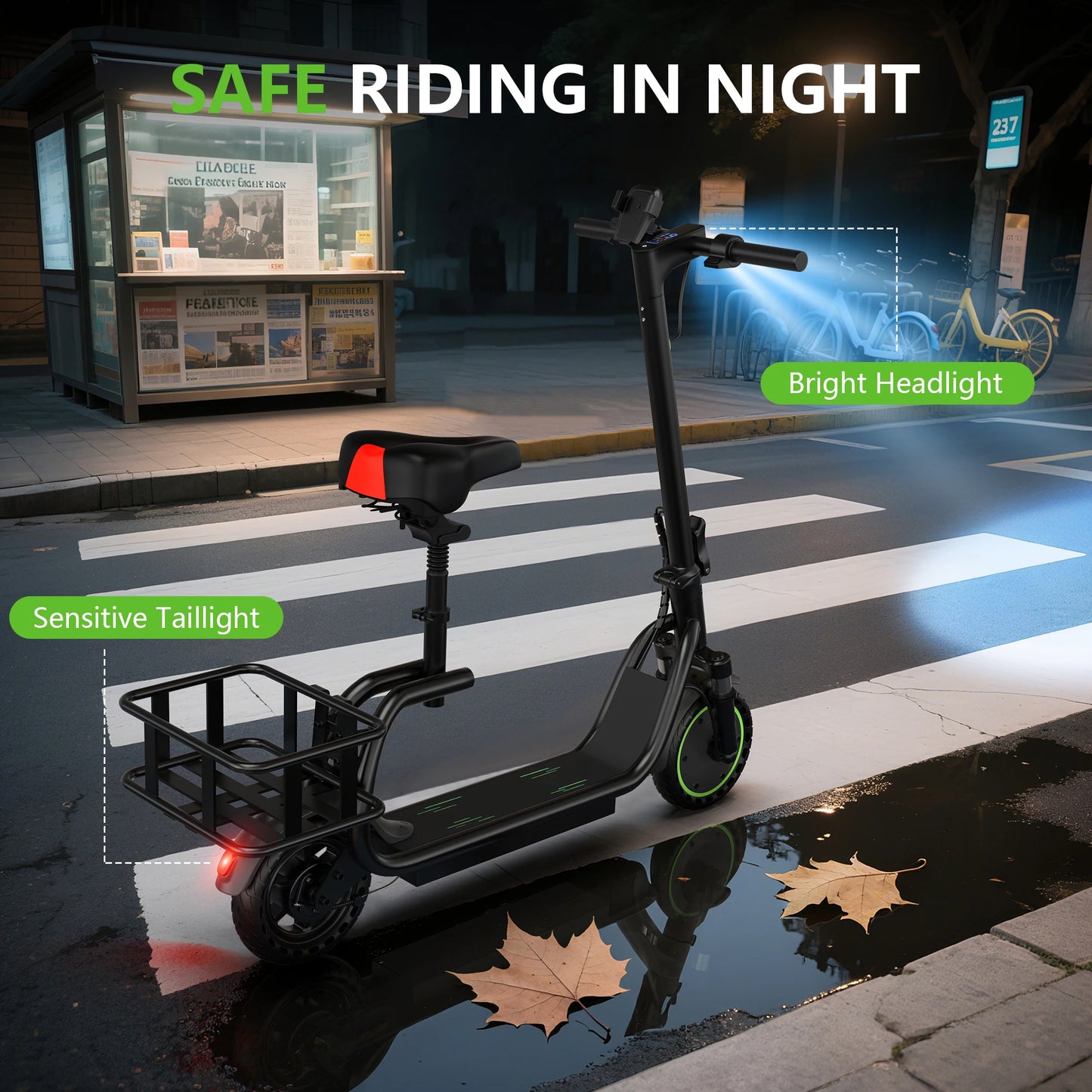 MAXSHOT Electric Scooter With Seat 15 Mile Range 19 MPH