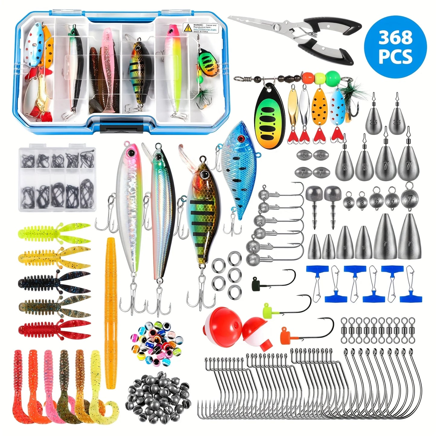 NGT 407Pcs Fishing Lures Tackle Box Kit With Spinnerbaits Crankbaits