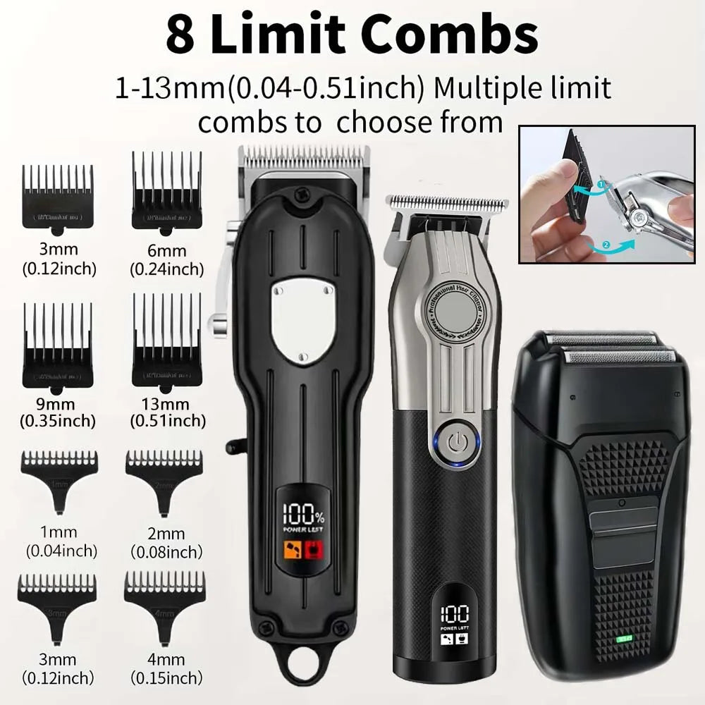 SHUYU Cordless Hair Clipper Kit With LED Display And Trimmer