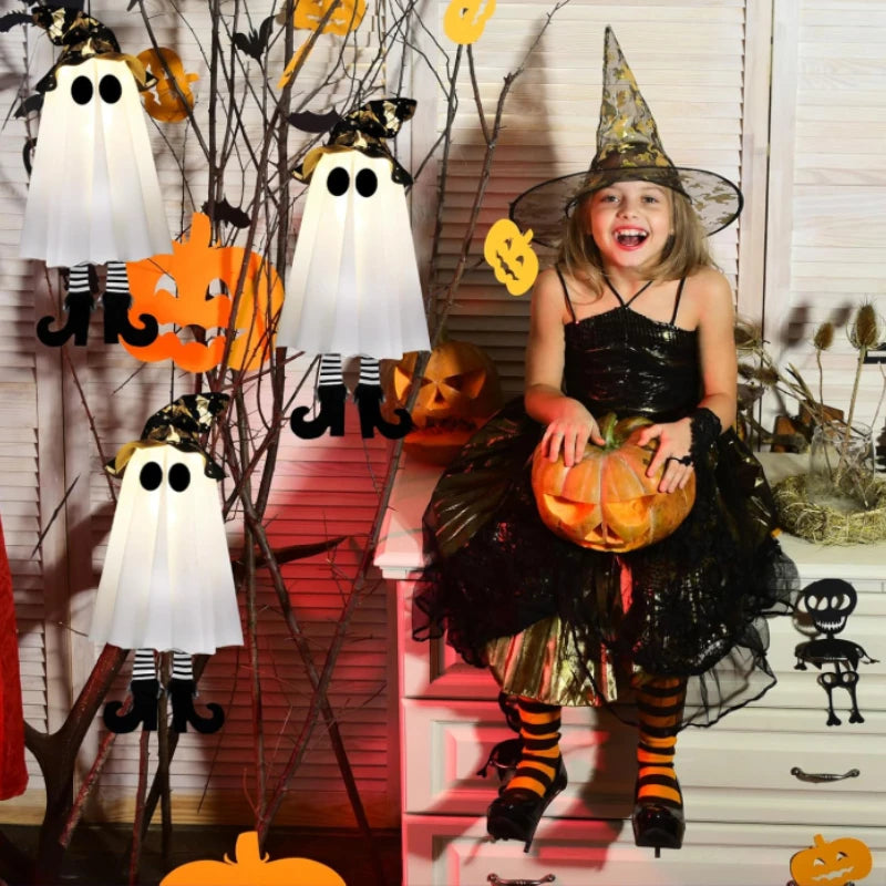 Halloween LED Light Up Witch Ghost Hanging Ornaments Decoration