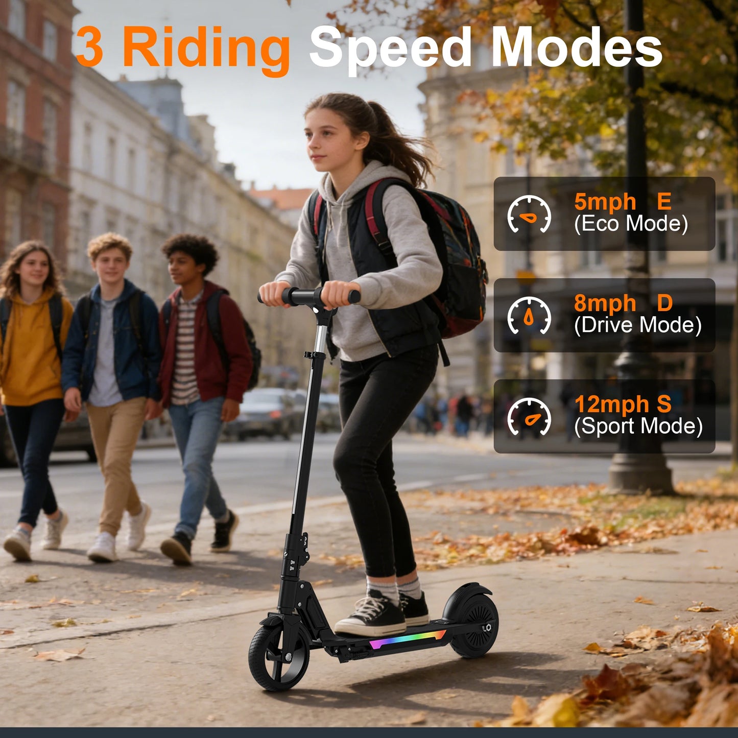 SIMATE Foldable Kids Electric Scooter 250W With LED Display