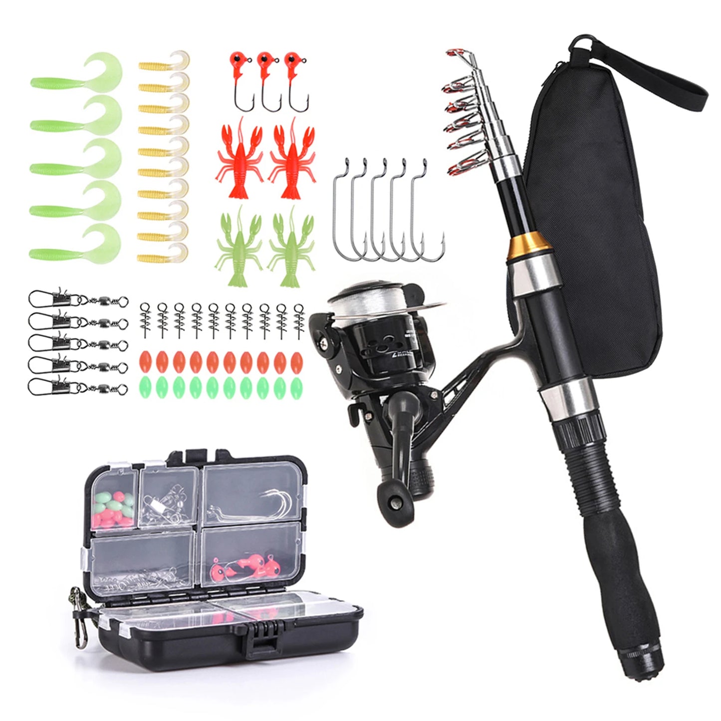 Telescopic Fishing Rod And Spinning Reel Combo Kit
