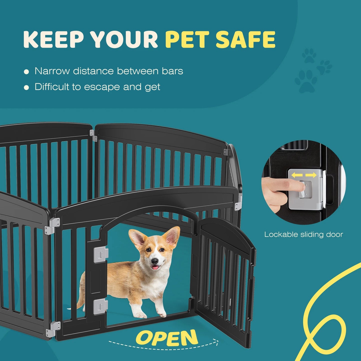 JHK Plastic Dog Playpen Durable Indoor Outdoor Pet Fence