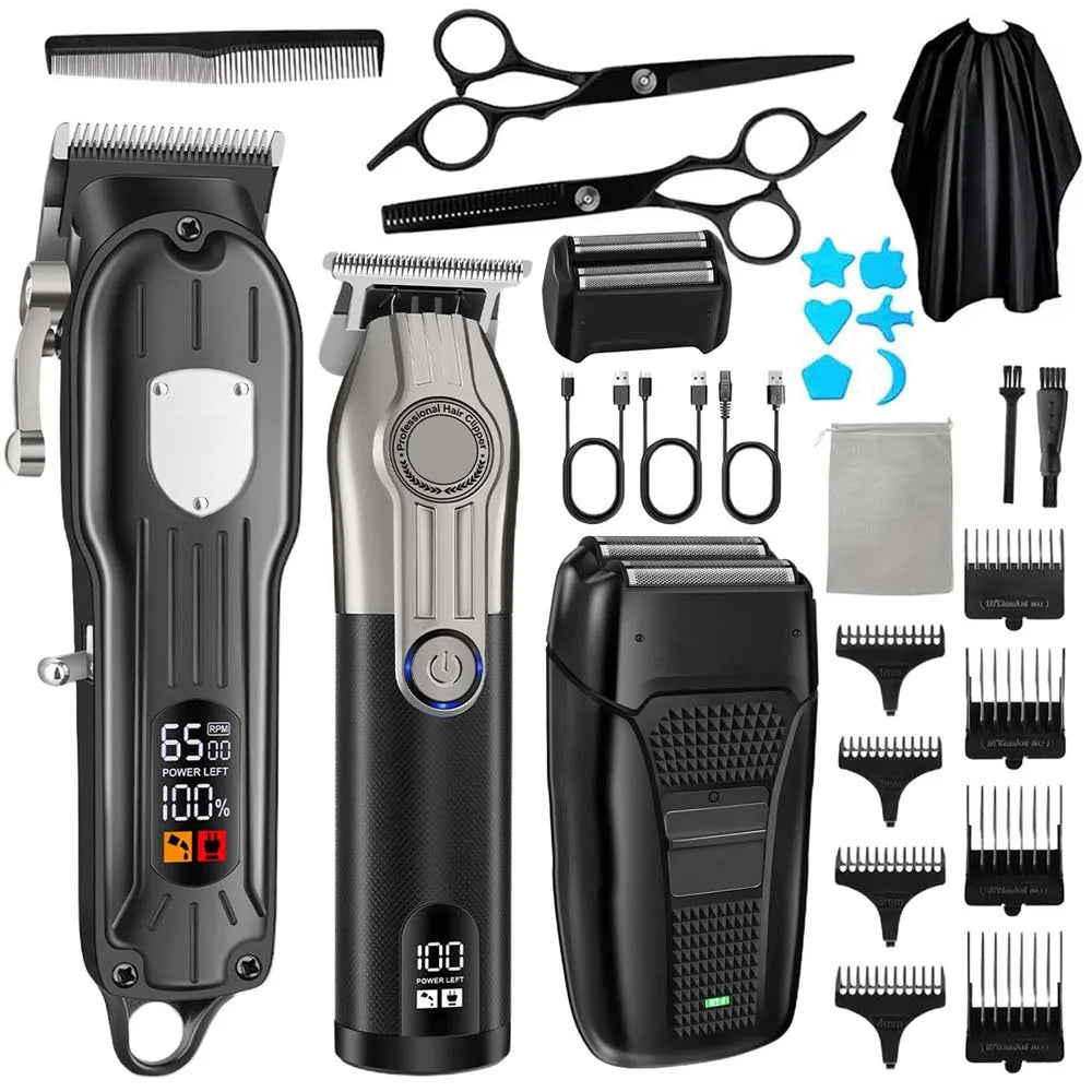 SHUYU Cordless Hair Clipper Kit With LED Display And Trimmer