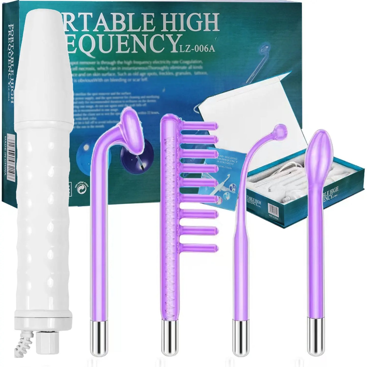 Portable Facial Care Kit With High Frequency Massager And Electrodes