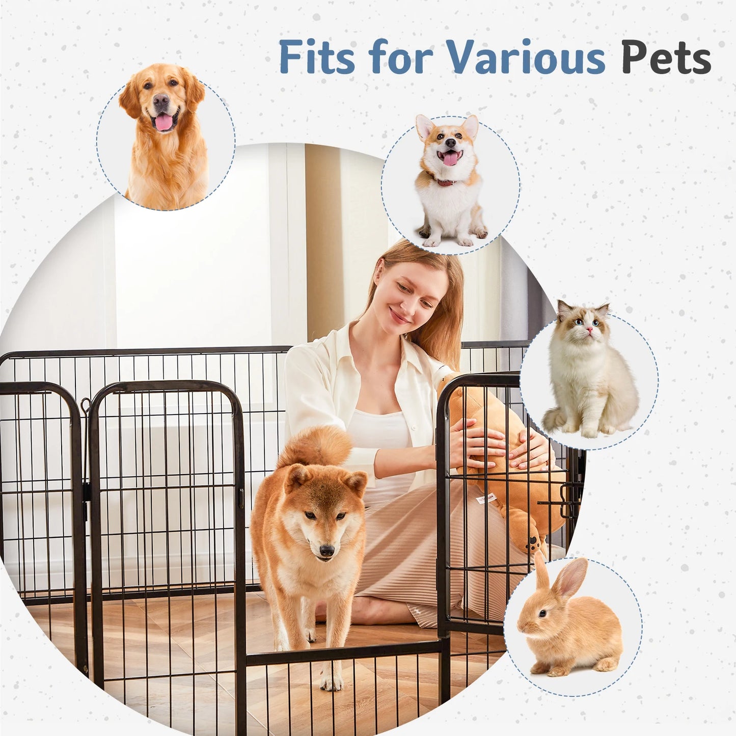 JHK Metal Dog Playpen Fence Foldable for Indoor Outdoor Use
