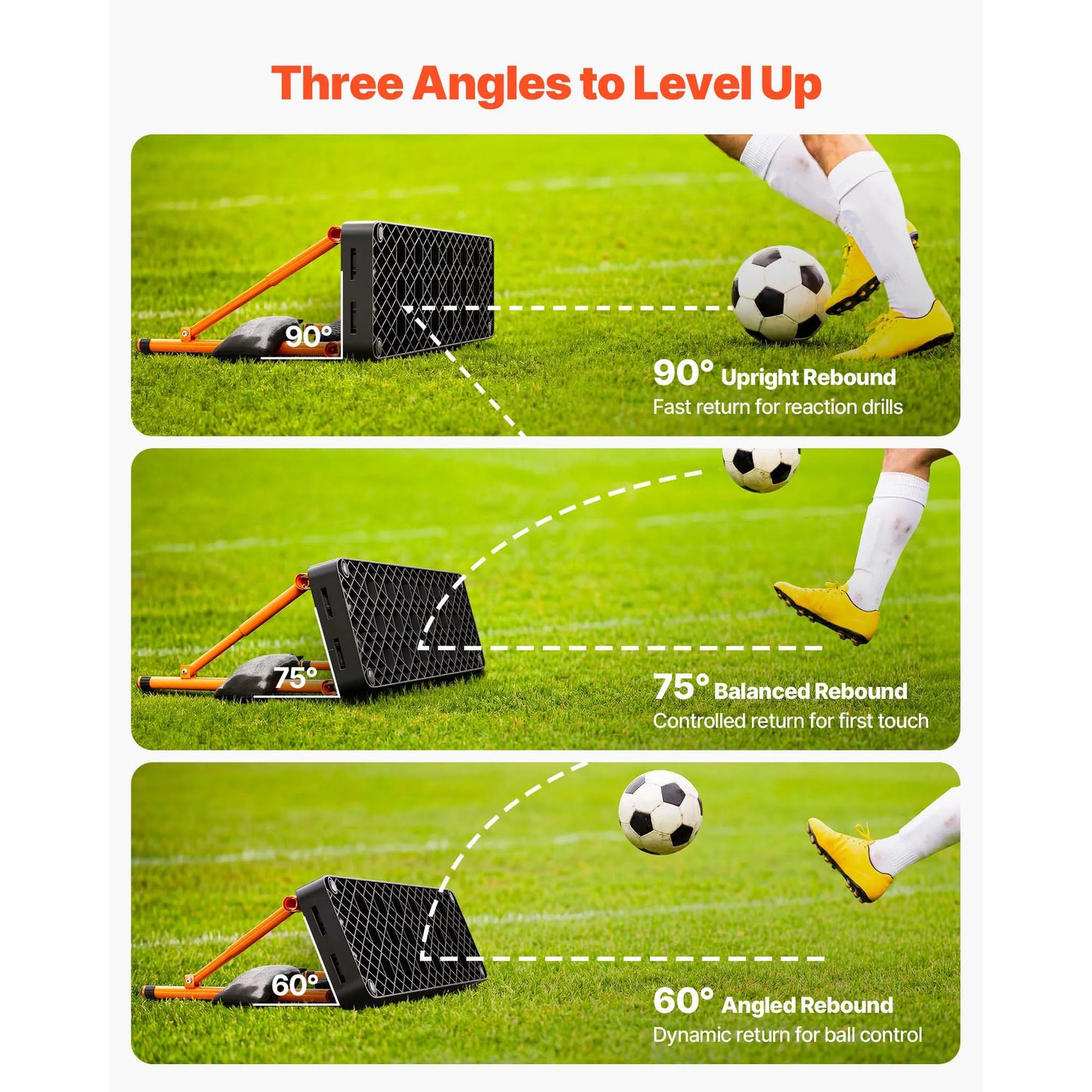 SucceBuy Soccer Rebounder Board Trainer With Three Adjustable Angles