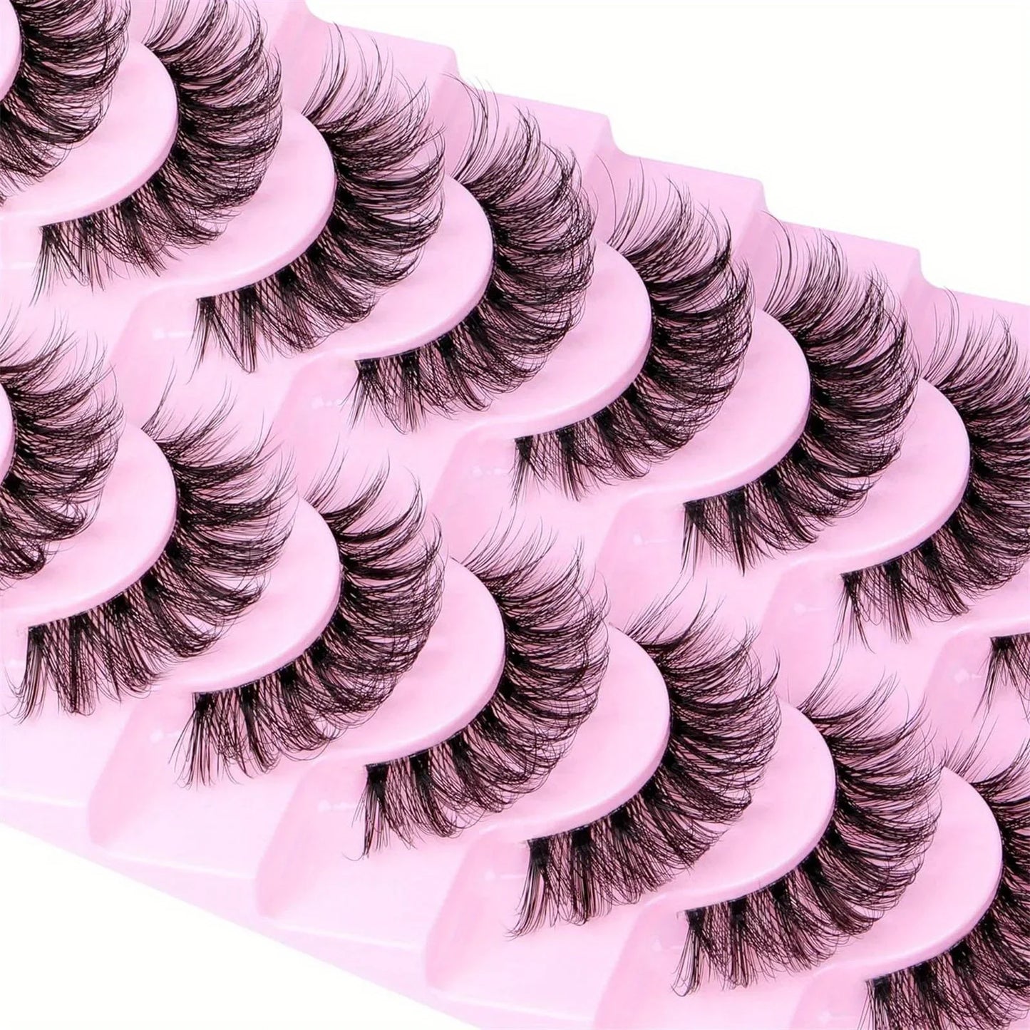 Fluffy False Eyelashes 3D Wispy Strip Lashes with Clear Band