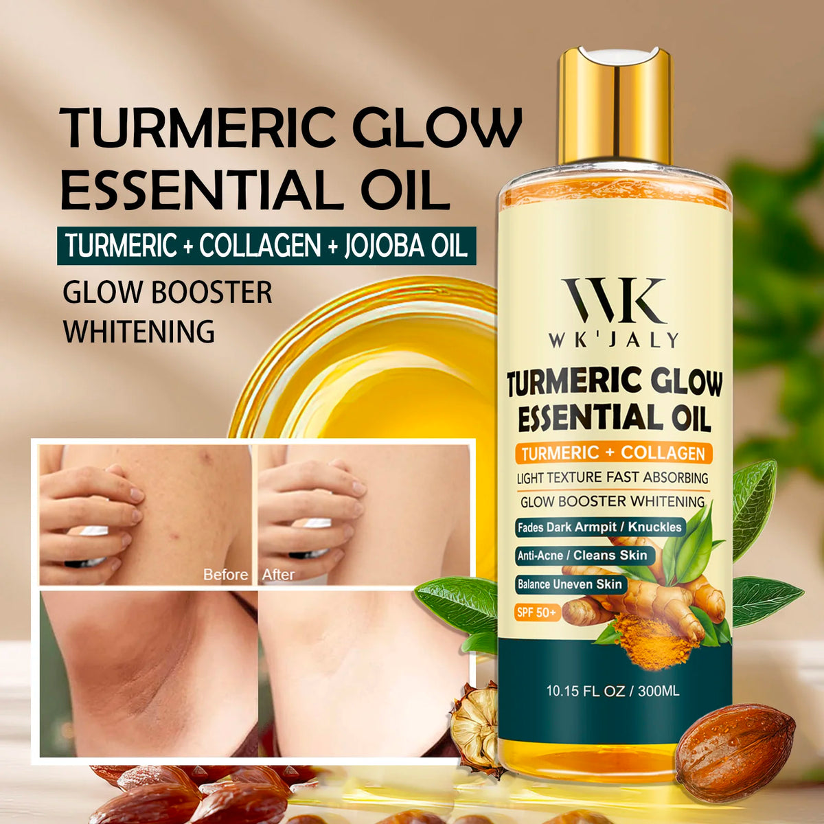 WK JALY Turmeric Brightening Body Oil Dark Spots Acne