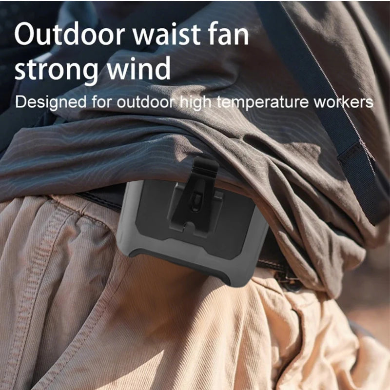 10000mAh Portable Waist Clip Fan With Flashlight For Outdoor Use