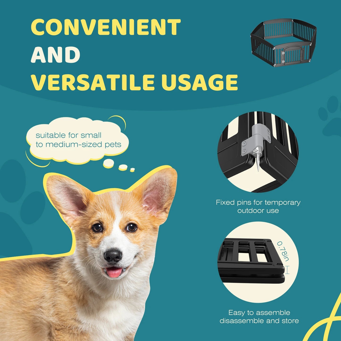 JHK Plastic Dog Playpen Durable Indoor Outdoor Pet Fence