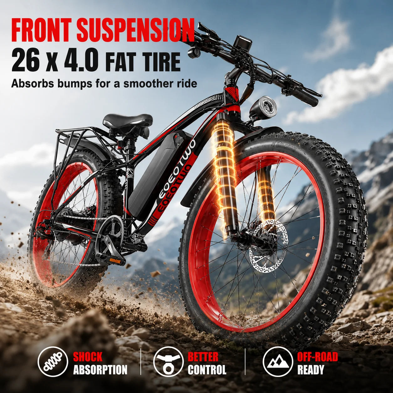 EOEOTWO 1500W Fat Tire Electric Bike 34MPH All Terrain Ebike