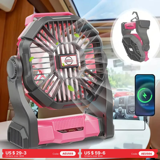 URGGU Three-In-One Camping Fan With Led Lantern And Backup Power