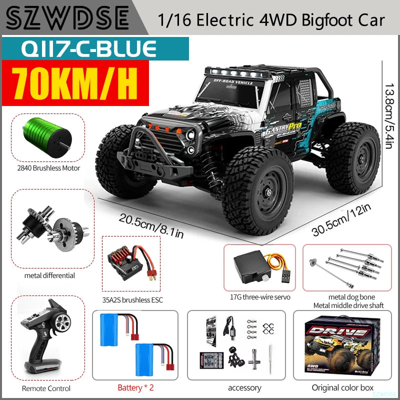 WLtoys Q117 RC Car 4WD Brushless High Speed Pro Offroad