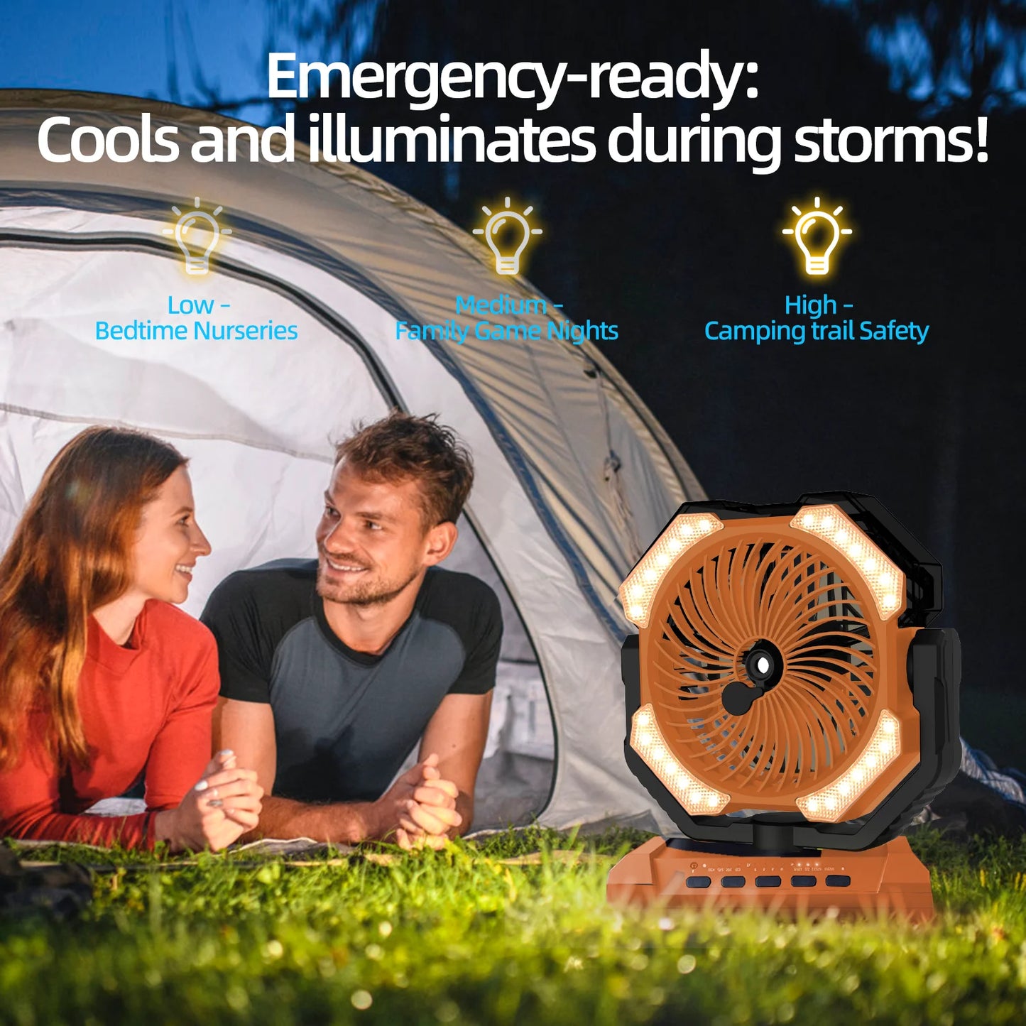 20000mAh Rechargeable Mist Cooling Fan With LED Light For Camping