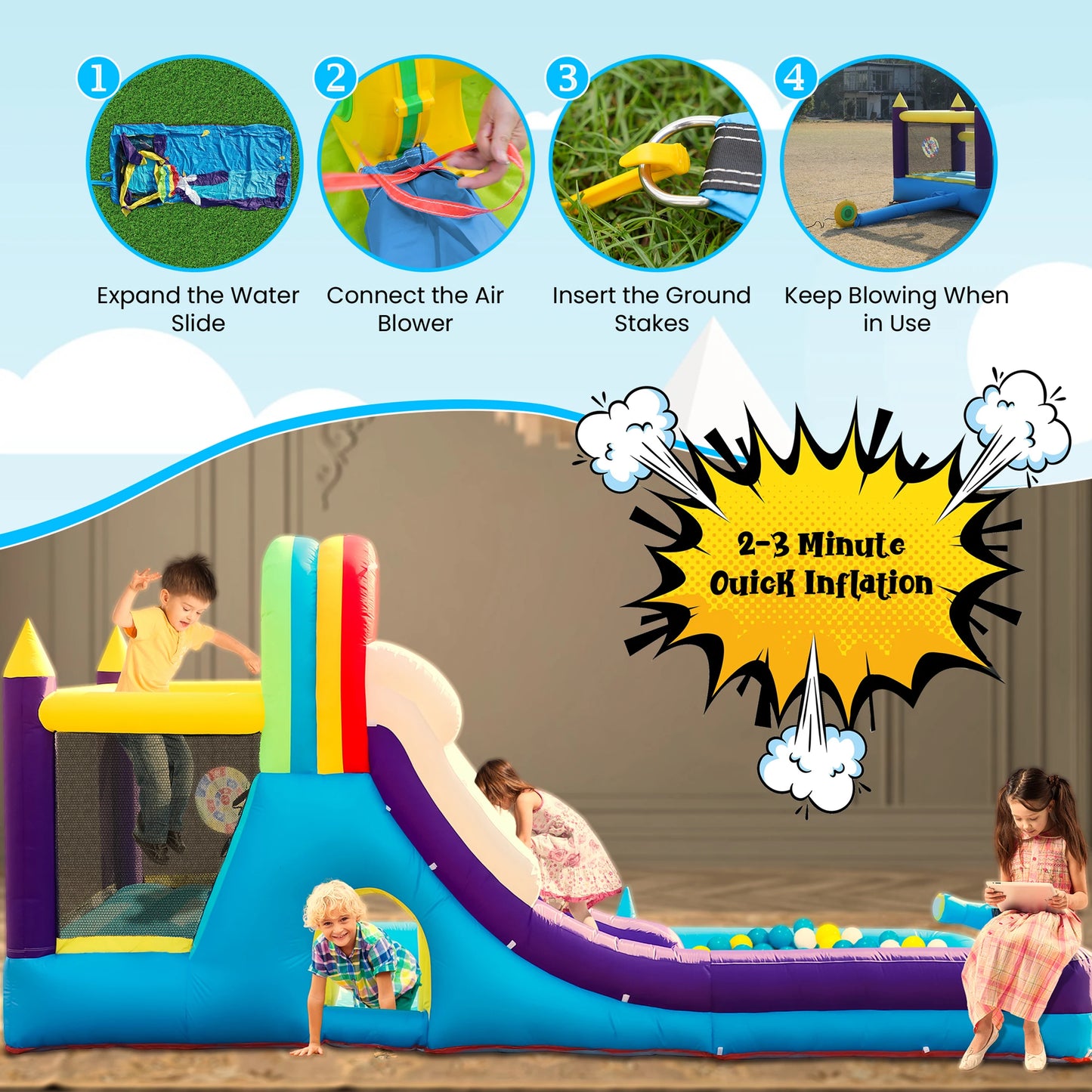 RTS Inflatable Water Slide With Splash Pool For Backyard Party
