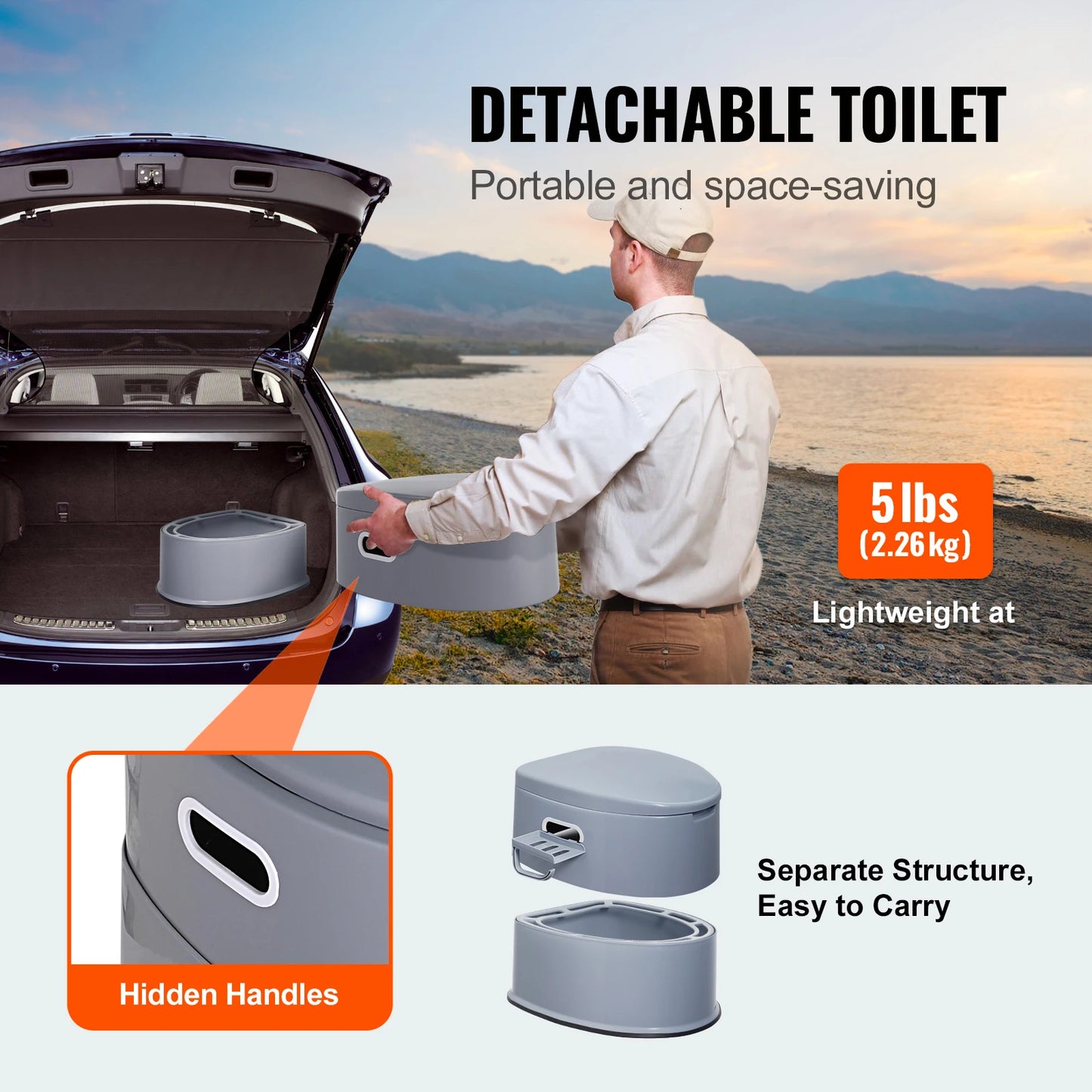 SucceBuy Portable Camping Toilet With 1.3 Gallon Detachable Inner Bucket