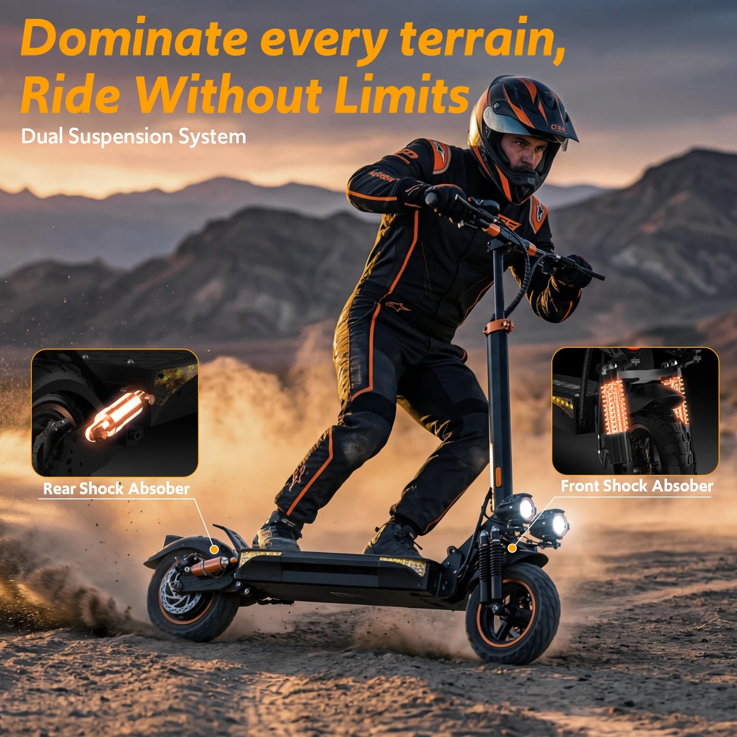 Osboo Off Road Electric Scooter 1200W 31 MPH All Terrain 31 Mile Range