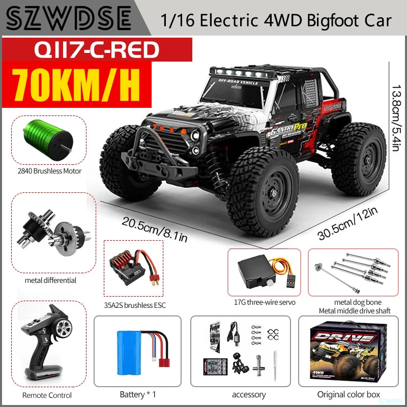 WLtoys Q117 RC Car 4WD Brushless High Speed Pro Offroad