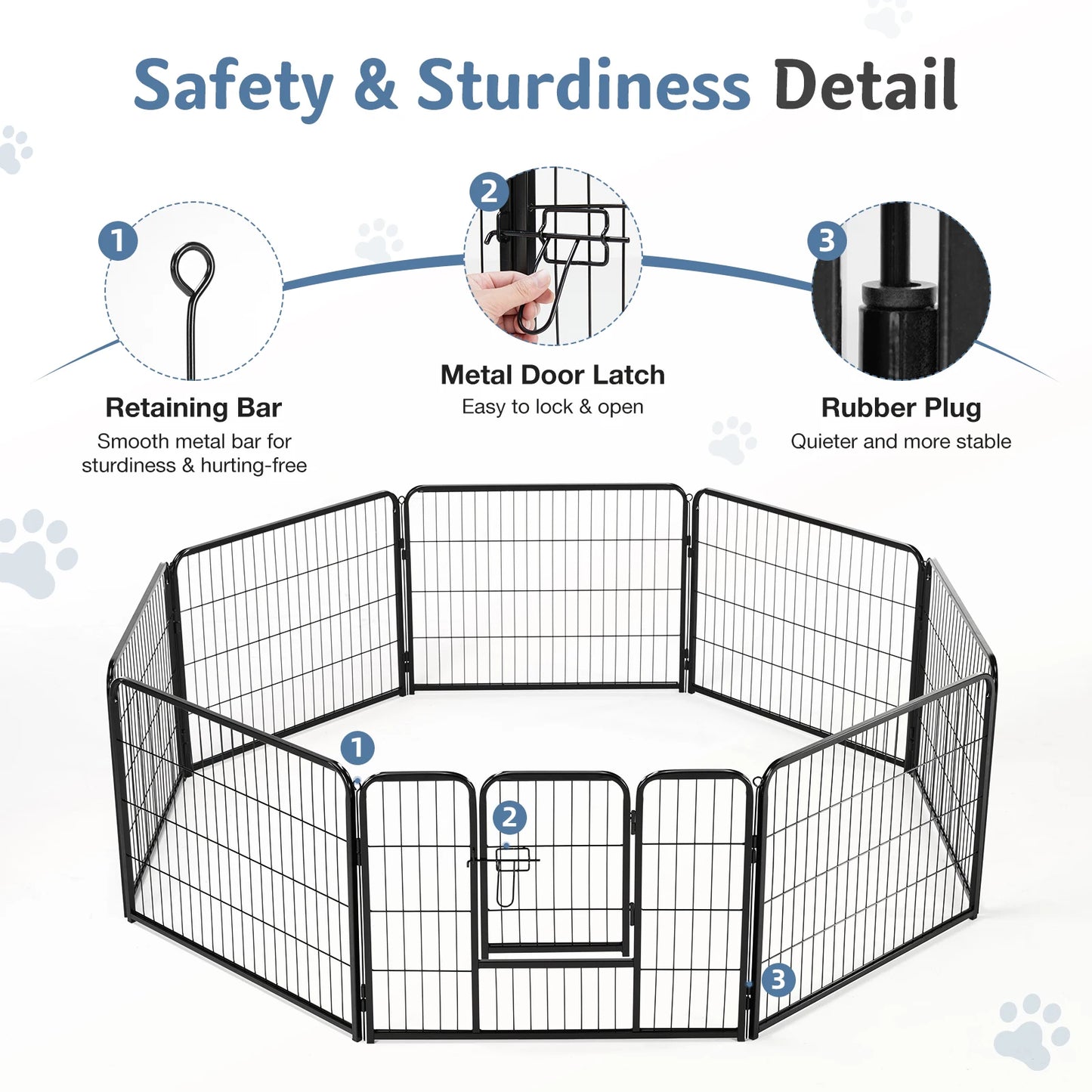 JHK Metal Dog Playpen Fence Foldable for Indoor Outdoor Use