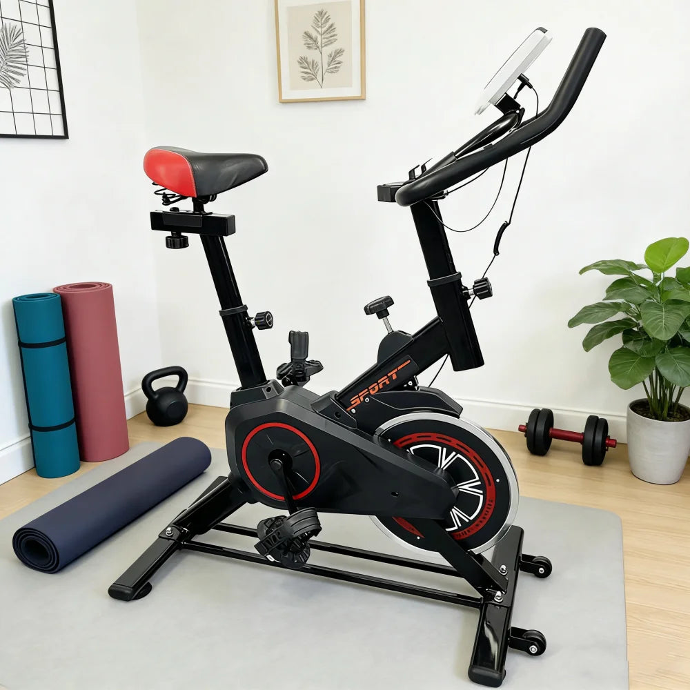 Silent Indoor Spin Bike Exercise Machine With Adjustable Comfort Seat