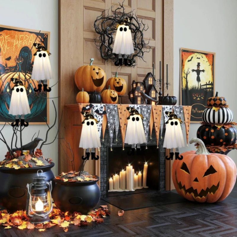 Halloween LED Light Up Witch Ghost Hanging Ornaments Decoration