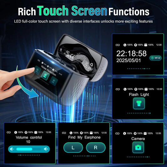 Kuizil Wireless Earbuds Bluetooth 5.4 ANC ENC IPX7 Smart Case