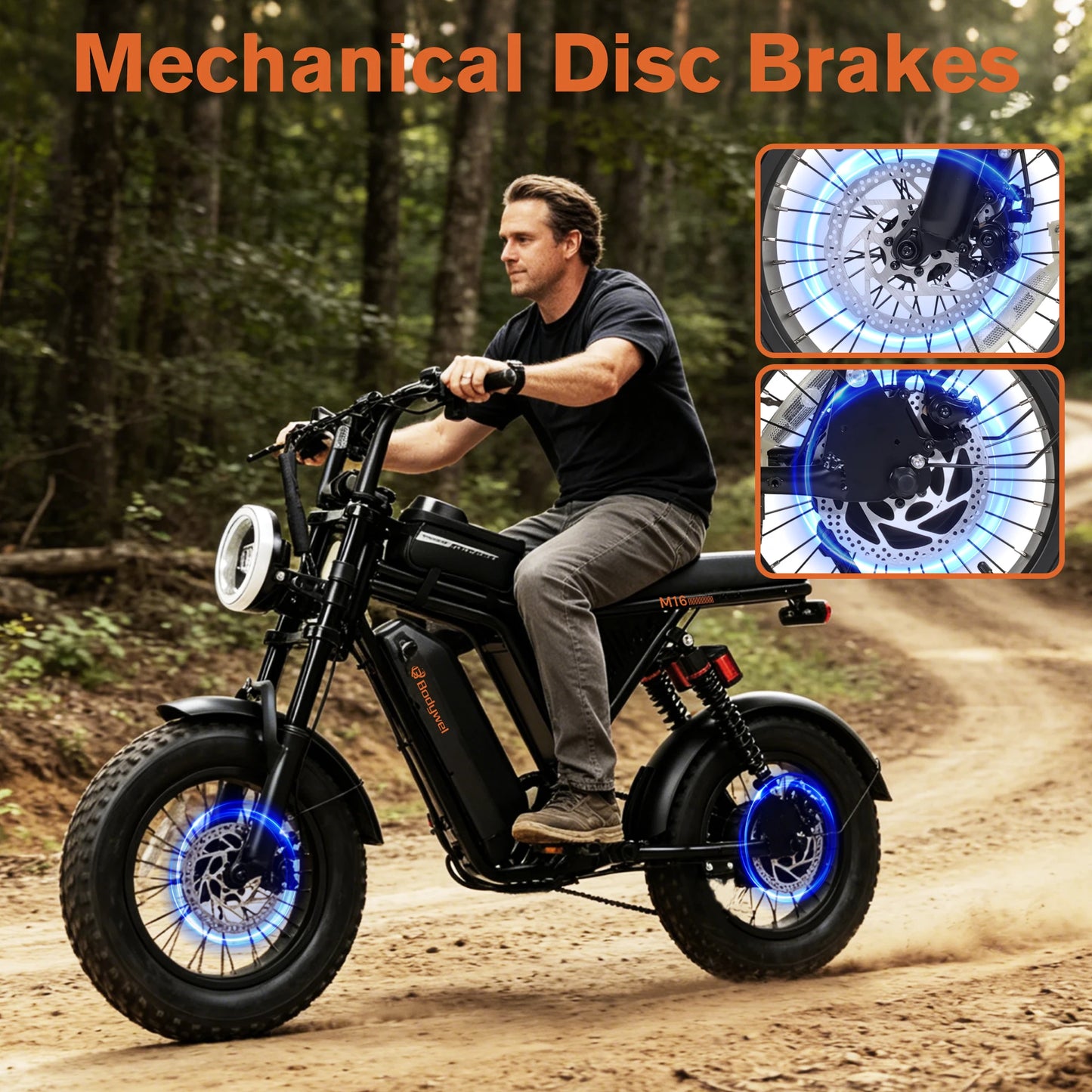 Bodywel M16 Pro Fat Tire Electric Bike With Removable Battery 40 Mile Range