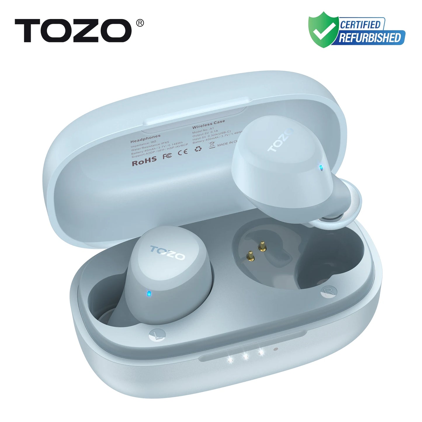 TOZO Refurbished TWS Earbuds In Ear Wireless Bluetooth Headset With Mic