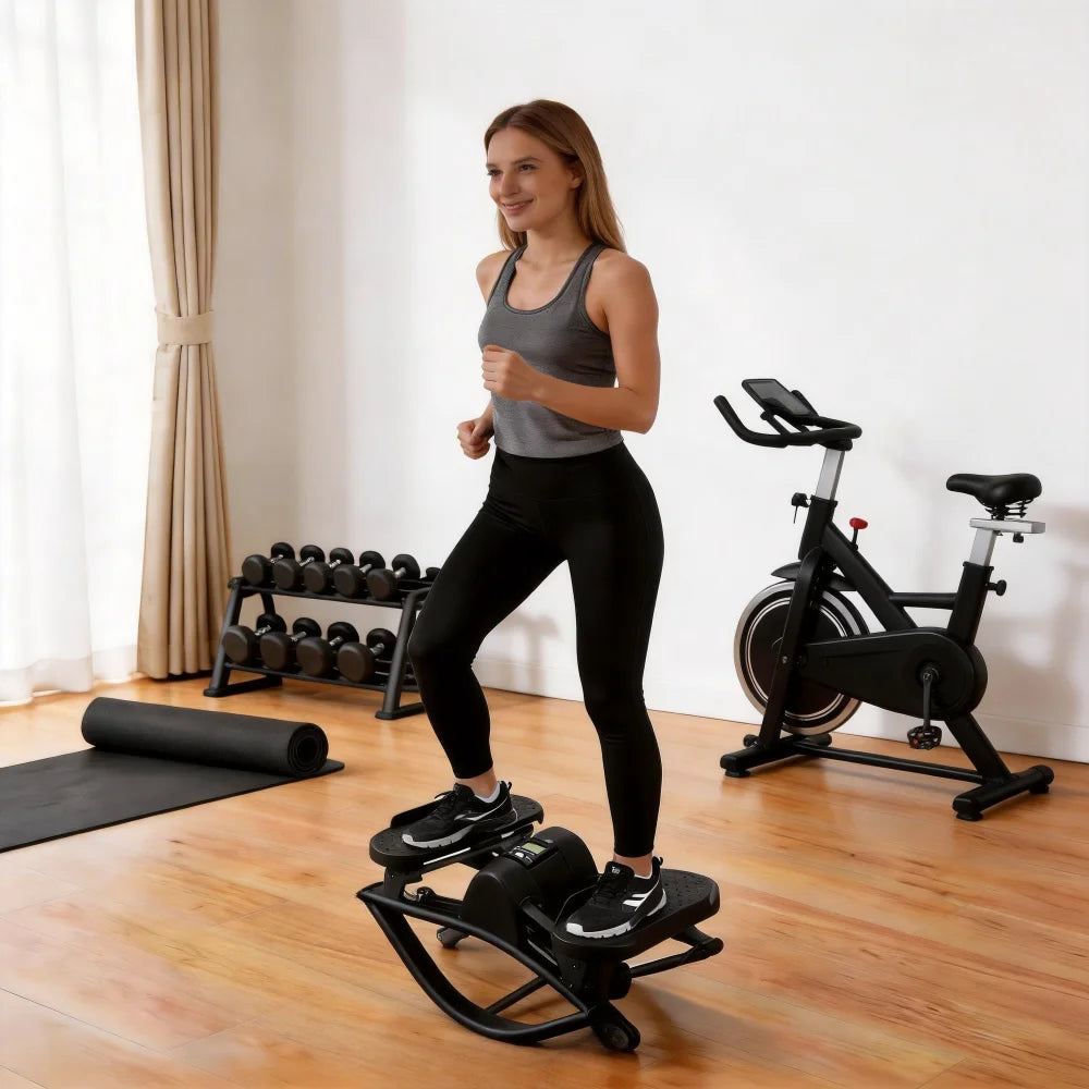 Portable Mini Stepper With Resistance Bands For Home Cardio