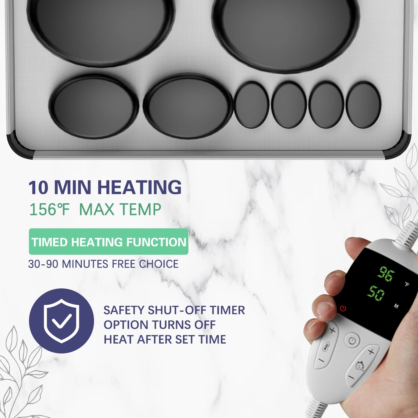 HolistHeal Hot Stone Massage Set With Temperature Adjustment Kit