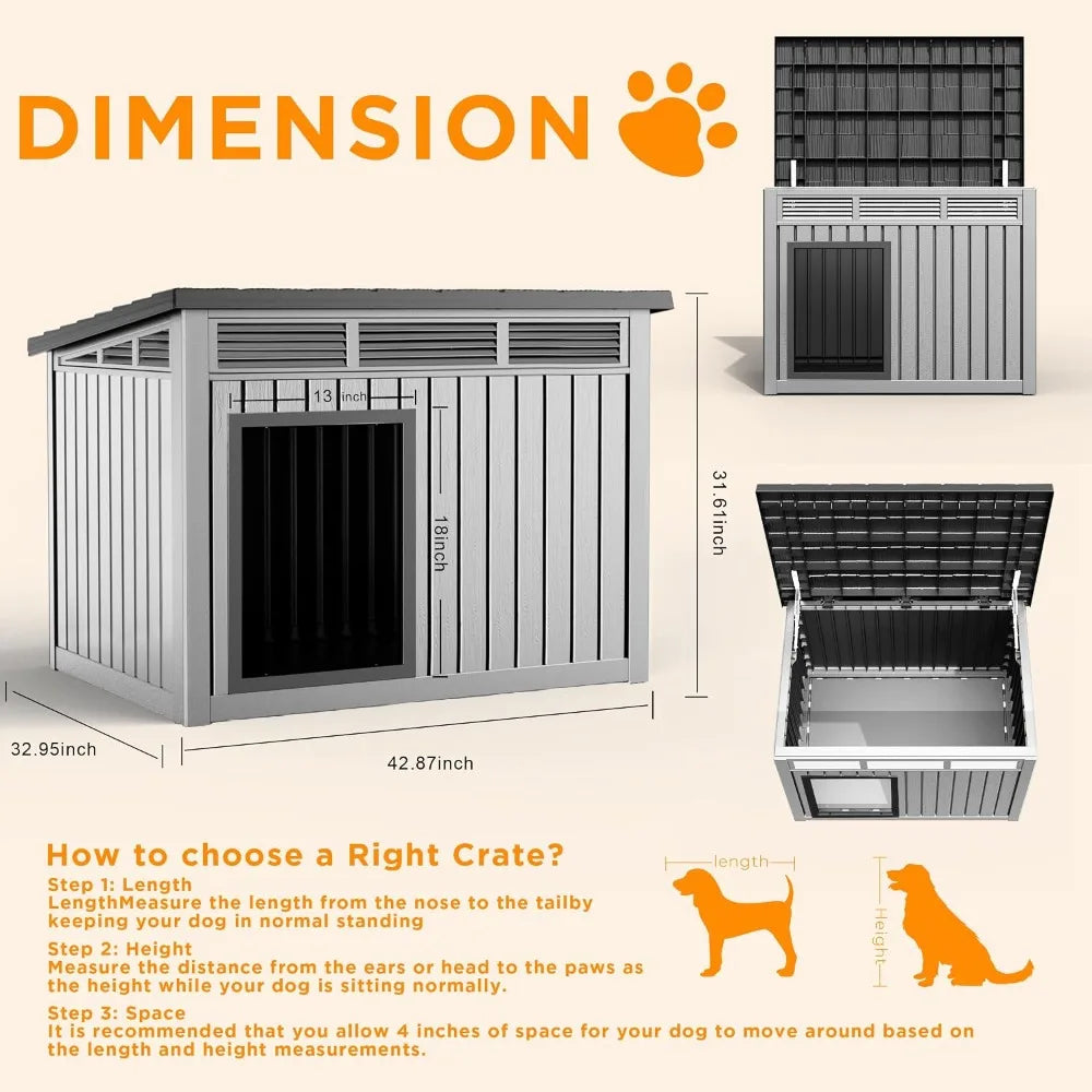 Resin Weatherproof Outdoor Indoor Dog House With Removable Roof