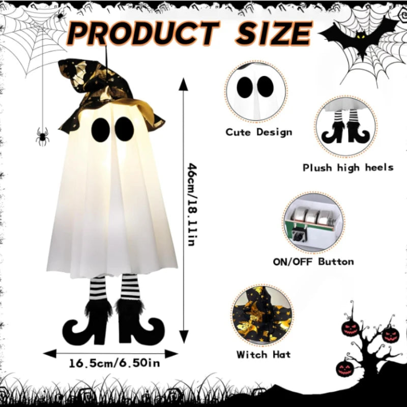 Halloween LED Light Up Witch Ghost Hanging Ornaments Decoration