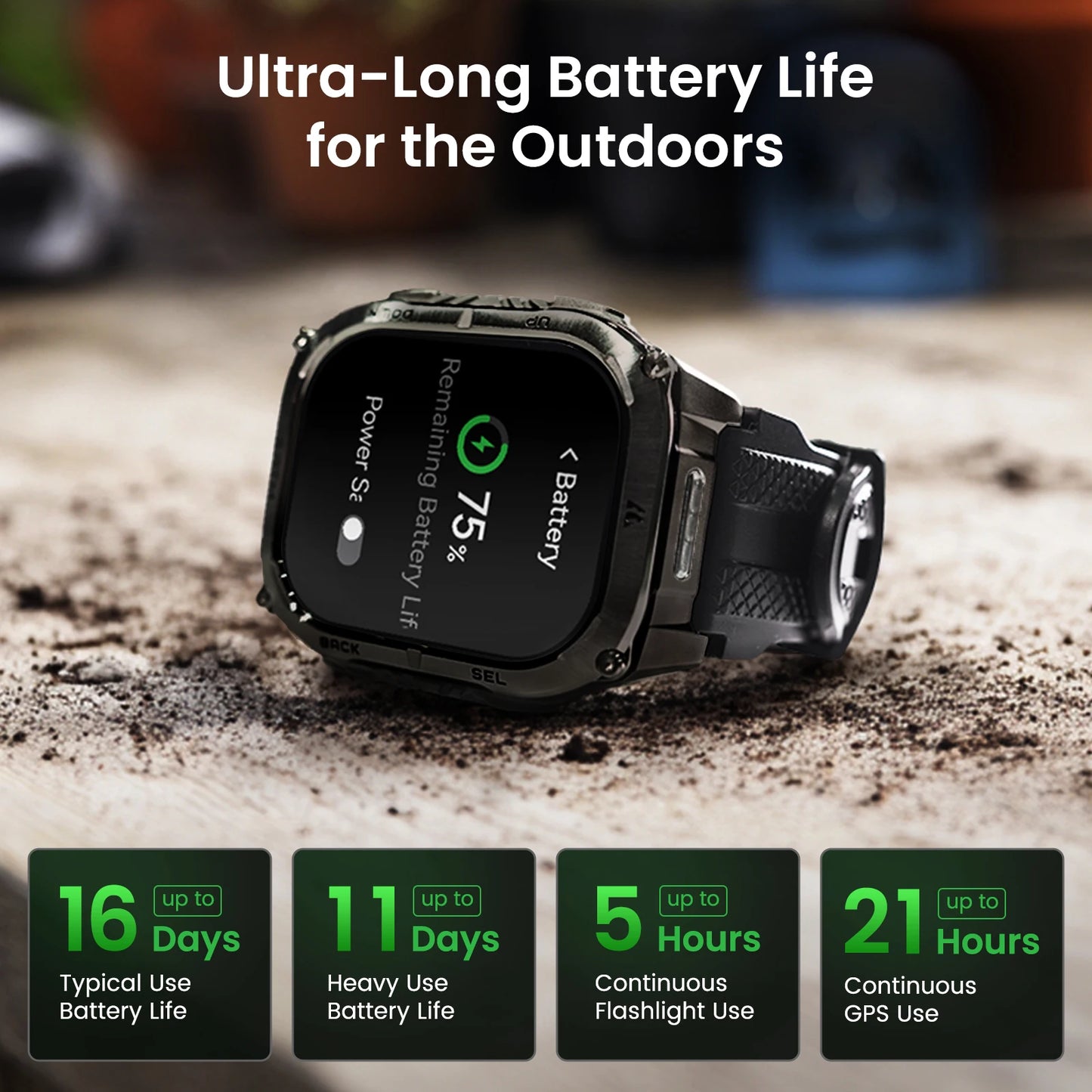 Kospe Tank M4C Rugged Smartwatch With GPS And Health Tracking