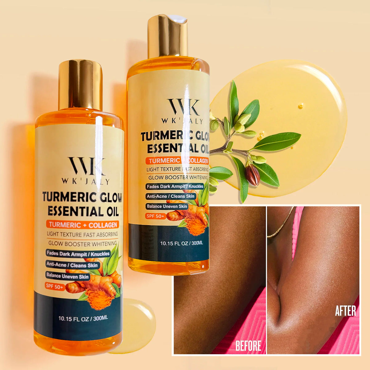 WK JALY Turmeric Brightening Body Oil Dark Spots Acne